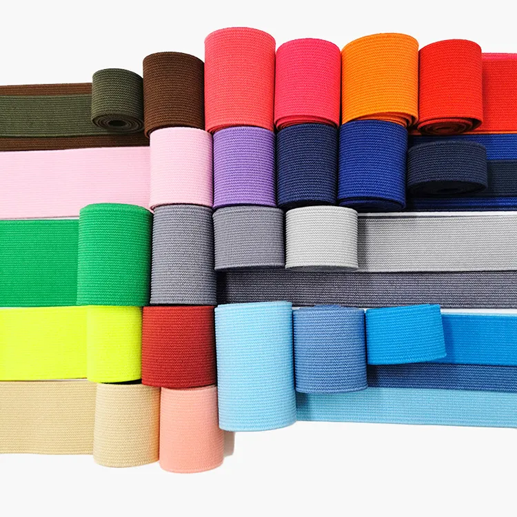Fasce elastiche piatte per abbigliamento personalizzato fasce elastiche colorate in poliestere elastico Jacquard