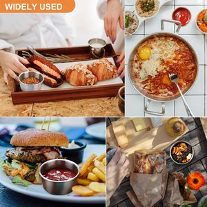 6 Piece thiết lập của nhỏ 50ml thép không gỉ Salad Dressing <span class=keywords><strong>container</strong></span> với nắp đậy cho nước sốt dips Ice takeout gia vị ly và bát - Product Image 3