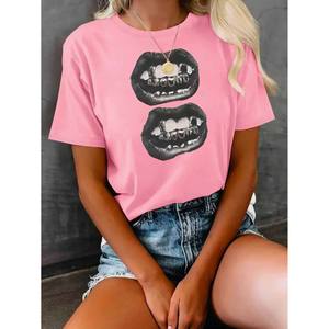 Blusa/<span class=keywords><strong>Camiseta</strong></span> <span class=keywords><strong>de</strong></span> <span class=keywords><strong>Mujer</strong></span> con Doble Abertura, Diseño Personalizado, Anti-Pilling, Ecológica, Ajustada, con Estampado <span class=keywords><strong>de</strong></span> Dibujos Animados - Product Image 4