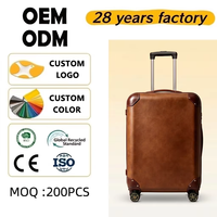 Valise de voyage vintage en gros, personnalisable avec logo, en cuir PU, coque rigide ABS, coins renforcés, avec serrure TSA