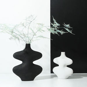 Minimalist Decorative Ceramic <b>Vase</b>,Modern <b>Unique</b> White & Black Ceramic Flower <b>Vase</b> for Home Decor - Product Image 5