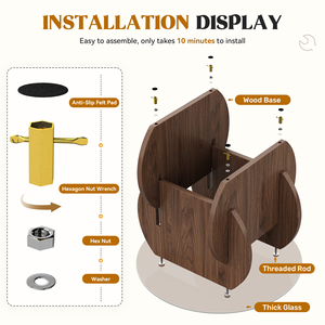Modern <b>Round</b> Coffee <b>Table</b> Wood Top <b>Side</b> <b>Table</b> with Wood Base Easy to Assemble Eco-Friendly Durable Accent <b>Table</b> for Living Room - Product Image 5