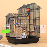 Produits pour animaux de compagnie Cage à oiseaux en fer forgé noire à effet martelé pour perroquets, canaris, perruches, pinsons, cage de reproduction pour oiseaux