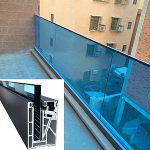 Profilo in Alluminio per Ringhiere Esterne, Profilo in Alluminio per Parapetti in Vetro Temperato per Balconi - Product Image 1