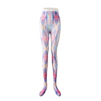 Collants en soie imprimés pour femme, motif floral, léopard et papillon, anti-accroc, collection printemps-automne, style international