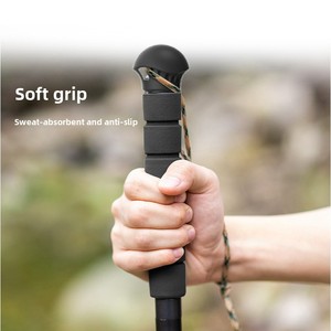 Katlanabilir yürüyüş alüminyum alaşımlı demir kendini savunma çok fonksiyonlu 5 bölüm teleskopik hafif Trekking kutup uzun mesafe - Product Image 2