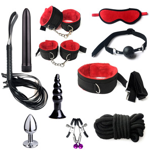 11 Stuks Bondage Set Terughoudendheid Volwassen Spel Handboeien Koppels <span class=keywords><strong>Slave</strong></span> Kraag Mond Gag Zweep Tepel Klemmen Fetish Vrouw Seksspeeltjes Product - Product Image 3