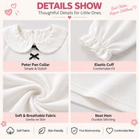 T-shirt personnalisé pour filles, col à volants, manches longues, sous-vêtement, tee-shirt en coton avec nœud pour tout-petits et enfants, haut pour enfants, OEM ODM, vente en gros
