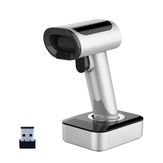 Wireless 1D & 2D Barcode Scanner with Charging Base USB & COM Interface Compatible with IOS & MAC OS in Stock