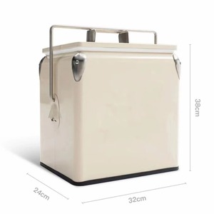 Glacière rétro en métal 13L à faible MOQ avec logo personnalisé, couleur au choix, multifonction pour canettes, boissons, pique-nique et voyage - Product Image 4