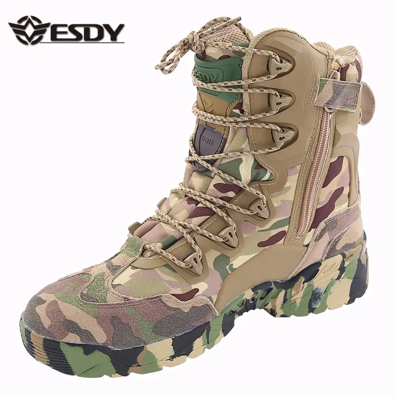 Esdy รองเท้าปีนเขา CP Camo รองเท้ายุทธวิธีสำหรับผู้ชายรองเท้าต่อสู้รองเท้าเดินป่ากลางแจ้ง