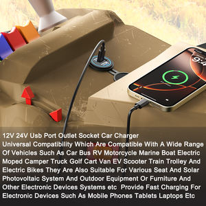 Chargeur de voiture avec 3 ports USB personnalisés, double USB QC3.0, Type C PD3.0, 12V 24V, prise USB pour bus, avec lumière LED et couvercle étanche IP65 - Product Image 6