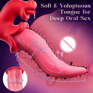 Jouets sexuels pour femmes adultes : Dildo Rose, Vibrateur Lapin pour stimulation du point G et du clitoris, avec fonctions de léchage et de poussée, pour le plaisir sexuel et la masturbation féminine - Product Image 4
