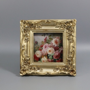 Resin <strong>Round</strong> Photo <strong>Frame</strong> 3x3 Inch Baroque Ornament Picture <strong>Frame</strong> Small Hanging Glass Decor for Home or Office - Product Image 5
