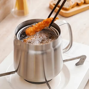 2/1.5L Filtro De Óleo Fry Basket Armazenamento De Óleo Pode Pote De Aço Inoxidável com Cesta e Tampa Fritadeira Multifuncional Deep Frying Pot - Product Image 4