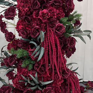 Arco de Rosas Artificiales de Seda en Cascada Color Borgoña, Decoración Realista y Lujosa para Bodas, Regreso a Clases y Eventos - Product Image 2