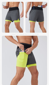 Men Summer Breathable Athletic Shorts Custom Logo Double <b>Layer</b> Fitness Running Shorts With Liner For Sports Training - Product Image 6