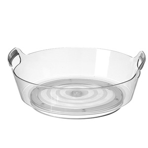 Lazy Susan Kitchen Turntable with Handles Plastic Clear 360 Degree Rotating Tray Spices Organizer