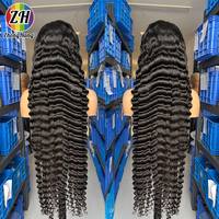 Peluca frontal de encaje HD con ondas profundas, cabello brasileño, densidad 180% 250%, sin pegamento, pelucas de cabello humano virgen HD completo para mujeres afroamericanas