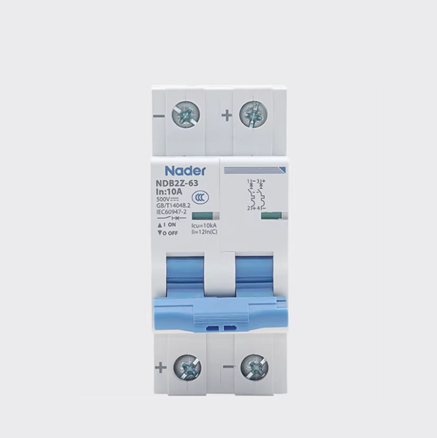 New and Original Nader NDB2Z-63 Circuit Breaker, 1-4P, 10A, 500V, B/C Type, Overload Protection