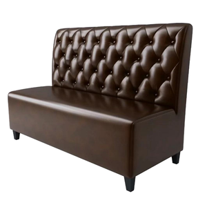 Canapé banquette en cuir PU de style européen moderne, chaise de banquette de café à dossier haut capitonné moderne - Product Image 1