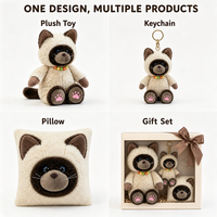 Boneka Kucing Custom Langsung dari Pabrik, Karya Seni OEM ODM, Boneka Karakter Isi Dakron untuk Merek IP Asli, Hadiah Ulang Tahun, Bahan Polyester, Penghilang Stres