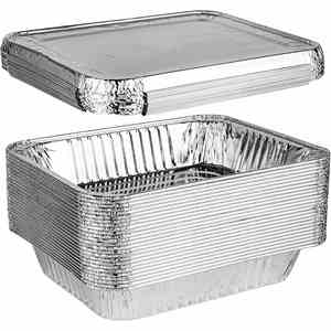 9x13" Aluminum Food Grade Recyclable Tray Half Size Steam Table Deep Pans Plastic Dome Lid Tin <b>Foil</b> <b>Containers</b> Buffet Catering - Product Image 1