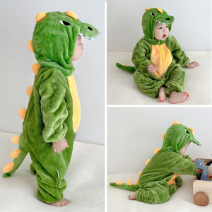 Bebek giysileri ilkbahar ve sonbahar sıcak peluş çift taraflı bebek tulum yenidoğan tulum kapşonlu onesie hayvanlı pijama - Product Image 6