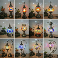 Lampe de table en mosaïque turque faite à la main, lampe de bureau en verre marocain vintage pour chambre à coucher, salon, décoration de la maison