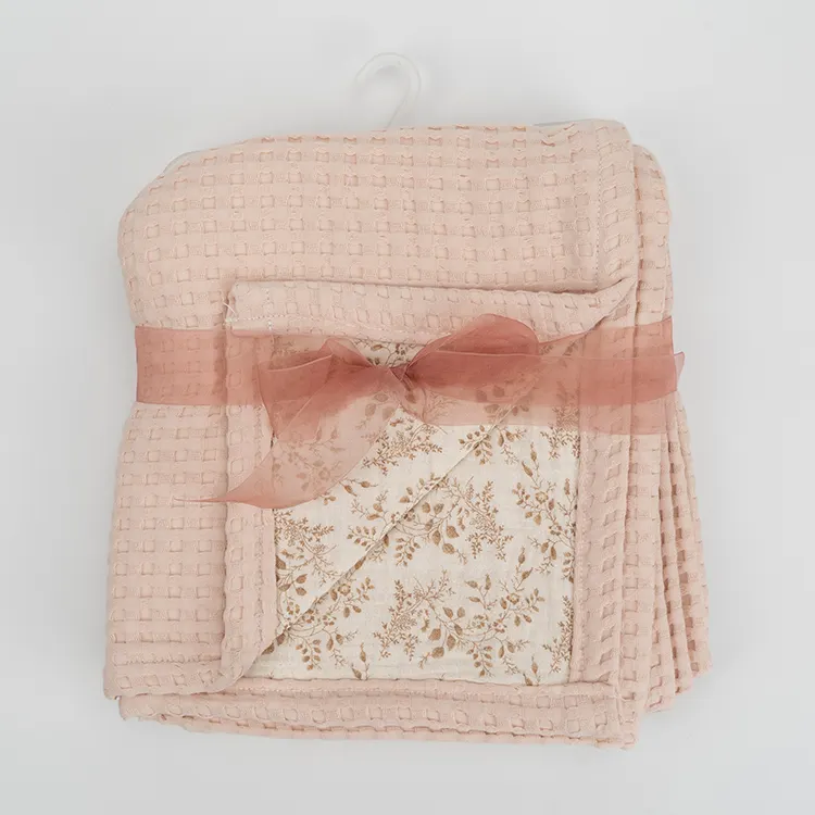 الأعلى مبيعًا بطانية مريحة للأطفال حديثي الولادة وردية مطبوعة من القطن بطانيات للأطفال من الجانبين من الكروشية