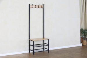 <span class=keywords><strong>Porte</strong></span>-<span class=keywords><strong>manteau</strong></span> industriel 3-en-1 avec banc de rangement d'entrée et étagère à chaussures, organisateur de couloir avec 4 crochets pour vêtements - Product Image 2