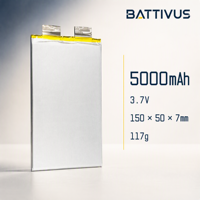 Batterie LiPo polymère au lithium BATTIVUS 5000mAh 3.7V 30C à décharge élevée, cellule en pochette 150x50x7mm 117g pour pack de batterie d'outils électriques