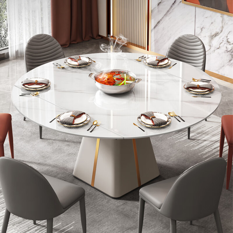 Table à manger en marbre de 1,2 m [rétractable push-pull]