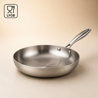 Poêle à frire professionnelle en acier inoxydable 304 sans revêtement, poêle ronde avec poignée en métal pour cuisinière à gaz, fournitures de restaurant