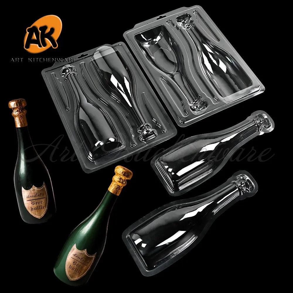 AK Beer Bottle Shape 3D Chocolate Plastic Tray Custom Moldes De Chocolate Mold Chocolates Bar Bomb Ball Making Candy Mold POM17