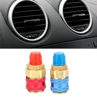 2pcs R134A High Low Pressure Straight Quick Coupler Connector Car A/C Refrigerant Adapter