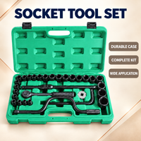 Jeu de clés à cliquet, jeu de douilles, rallonge, poignée en T, douilles de plusieurs tailles, kit d'outils de réparation automobile pour voiture et moto
