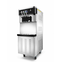 Nouvelle machine à glace molle commerciale avec pompe à air de pré-refroidissement, écran tactile, 3 saveurs, yaourt, machine à cornets silencieuse