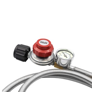 Regulador de Propano de Alta Presión con Manguera Trenzada de Acero Inoxidable y Manómetro para RV, Camping y Parrilla para Asar - Product Image 2