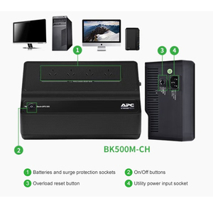 Đáng tin cậy Schneider <span class=keywords><strong>APC</strong></span> 500VA 300W dự phòng up Pin dự phòng cho cáp modem internet Thiết bị mạng BK500M-CH - Product Image 2