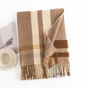 Großhandel neue Stile warme weiche Pashmina Hals Schals Schal Plaid Quaste Kaschmir Winter Schal für Frauen