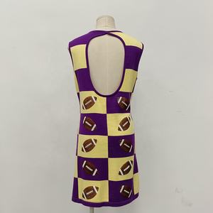 Nuovo prodotto in <span class=keywords><strong>maglia</strong></span> senza maniche abiti da donna <span class=keywords><strong>viola</strong></span> giallo Plaid Rugby paillettes su tutto il girocollo scavato sul retro <span class=keywords><strong>abito</strong></span> - Product Image 3