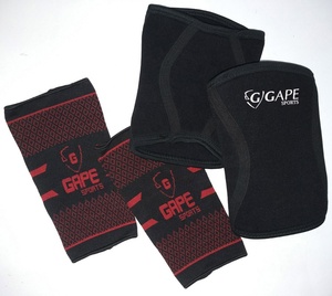 Manchons de genou en néoprène de 7 mm avec logo personnalisé, compression, antidérapants, élasticité réglable, respirants, protection sportive unisexe - Product Image 2