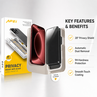 Protection d'écran anti-espion pour iPhone, protection anti-éclats de qualité AAA, installation facile, film en verre trempé