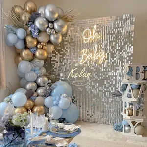 KL-SW001 gros brillant miroitant sequin panneau mural toile de fond 30x30cm clair transparent dos sequin panneau pour la décoration de fête de mariage