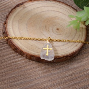 Collier ras du cou en acier inoxydable et <span class=keywords><strong>pierre</strong></span> naturelle, élégant et minimaliste, pour femme - Product Image 4
