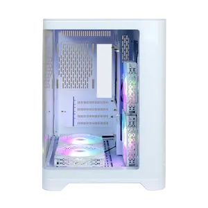 2024 Hot Sale Curve Glass PC Case For Gaming Computer Support MATX Motherboard White Color RGB Fan Support 3060 GPU