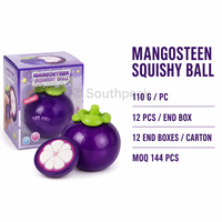 Southpeak Toy Vaseline Mangosteen Squishy Ball Glossy Purple Fruit Shape Soft Sensory Fidget Toy Green Leaf Cap Wholesale WS
