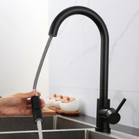 Robinet d'évier de cuisine en acier inoxydable ménage chaud et froid robinet à traction rotative télescopique multifonctionnel