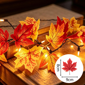 Guirlande lumineuse vintage en tungstène en forme de feuille d'érable, étanche IP44, blanc chaud, pour intérieur et extérieur, lumières féériques d'<span class=keywords><strong>automne</strong></span>, Thanksgiving, Halloween - Product Image 2